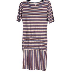 LuLaRoe Julia Red White and Blue Striped Dress